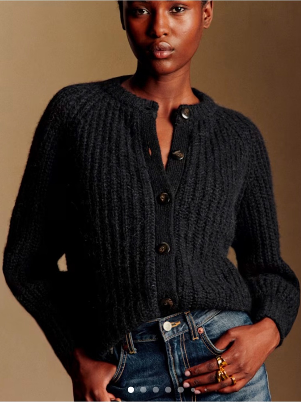 La Maille de Sezane Black Emile Button Cardigan Size XXS